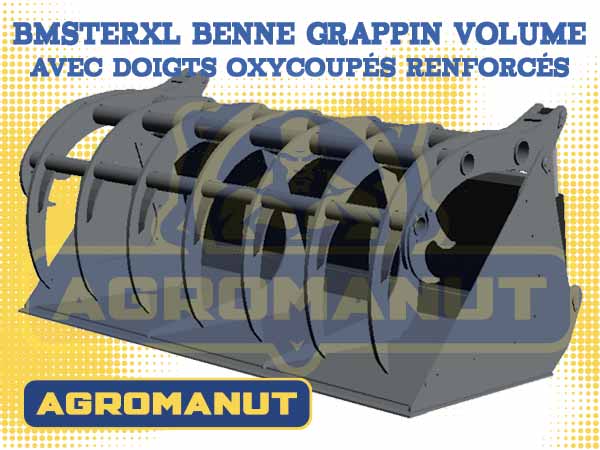 BMSTERXL Benne grappin volume avec doigts oxycoupés renforcés