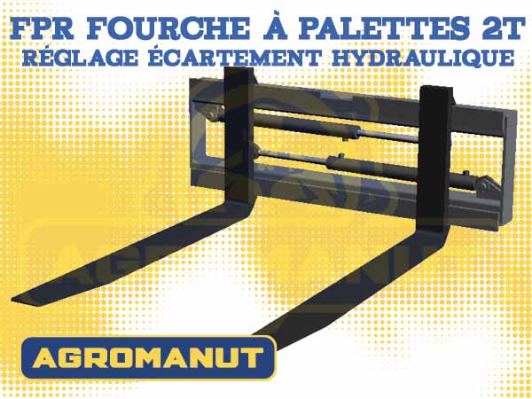 Fourche à palettes 2T avec réglage d'écartement hydraulique