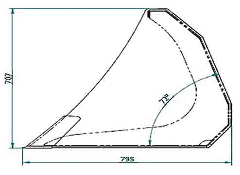 GU Godet Universel polyvalent.  Joues avec renforts anti déformation embossés. Lame anti-usure 400HB renforcée. Forme  optimale pour déversement des produits difficiles plan sommaire